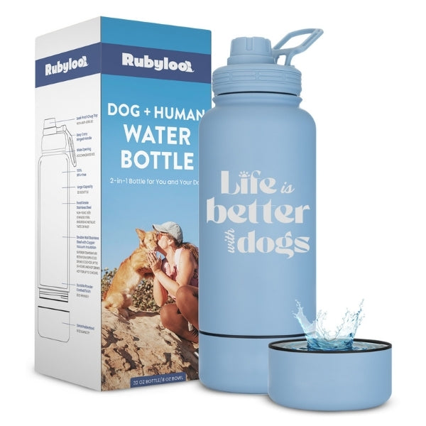 Dog & Human Water Bottle with Detachable Bowl | Rubyloo