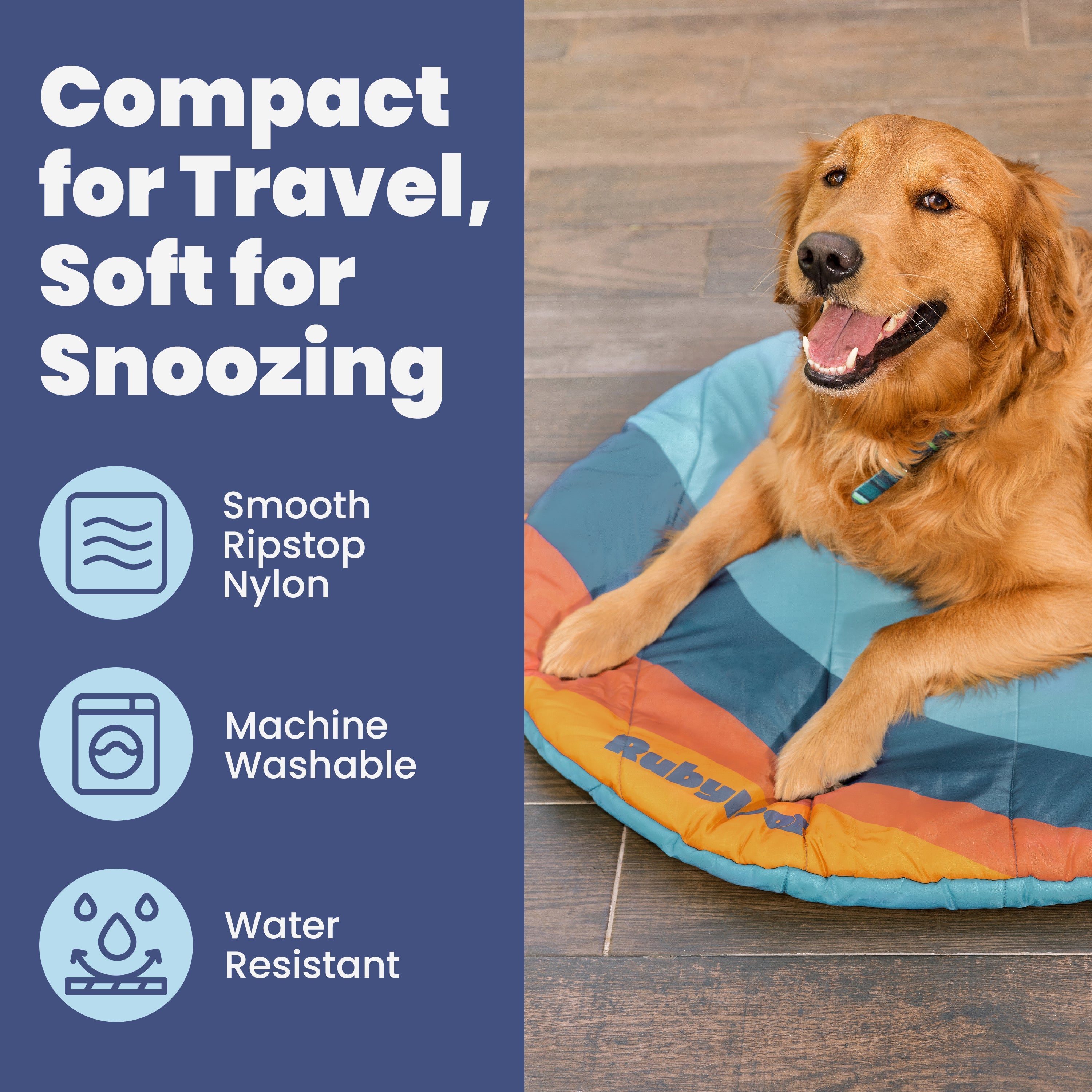 Foldable Travel Dog Bed – Packable, Waterproof & Ripstop Nylon | Rubyloo