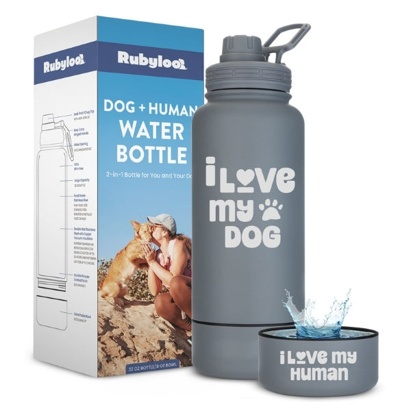 Dog & Human Water Bottle with Detachable Bowl | Rubyloo