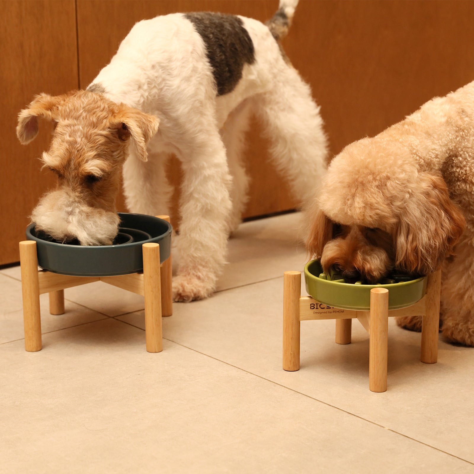 Spark Slow Feeder Dog Bowl – Ceramic, Non-Slip, Optional Wood Stand