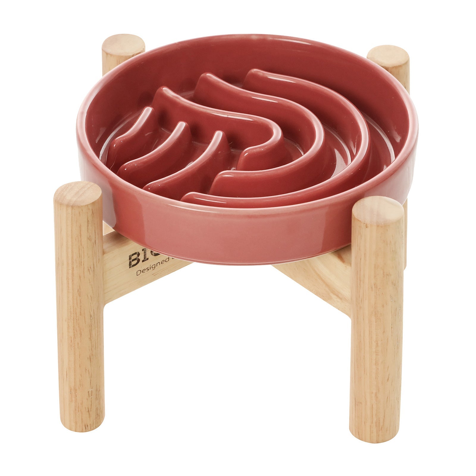 Wave Slow Feeder Dog Bowl – Ceramic, Non-Slip, Optional Wood Stand