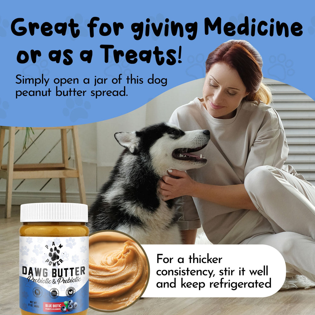 Dawg Butter Blue Biotic – Probiotic & Prebiotic Peanut Butter for Dogs | Paw Power Nutrition