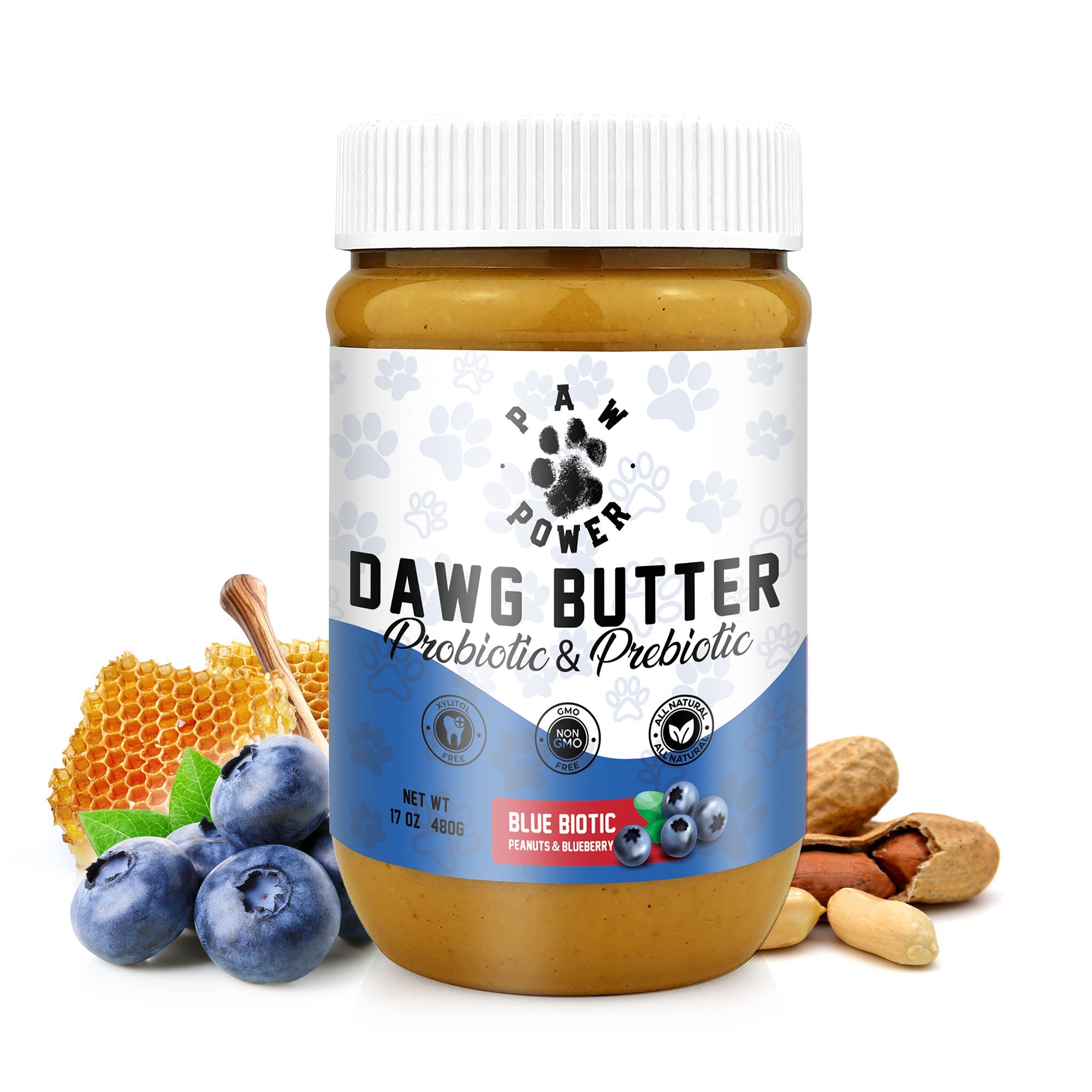 Dawg Butter Blue Biotic – Probiotic & Prebiotic Peanut Butter for Dogs | Paw Power Nutrition