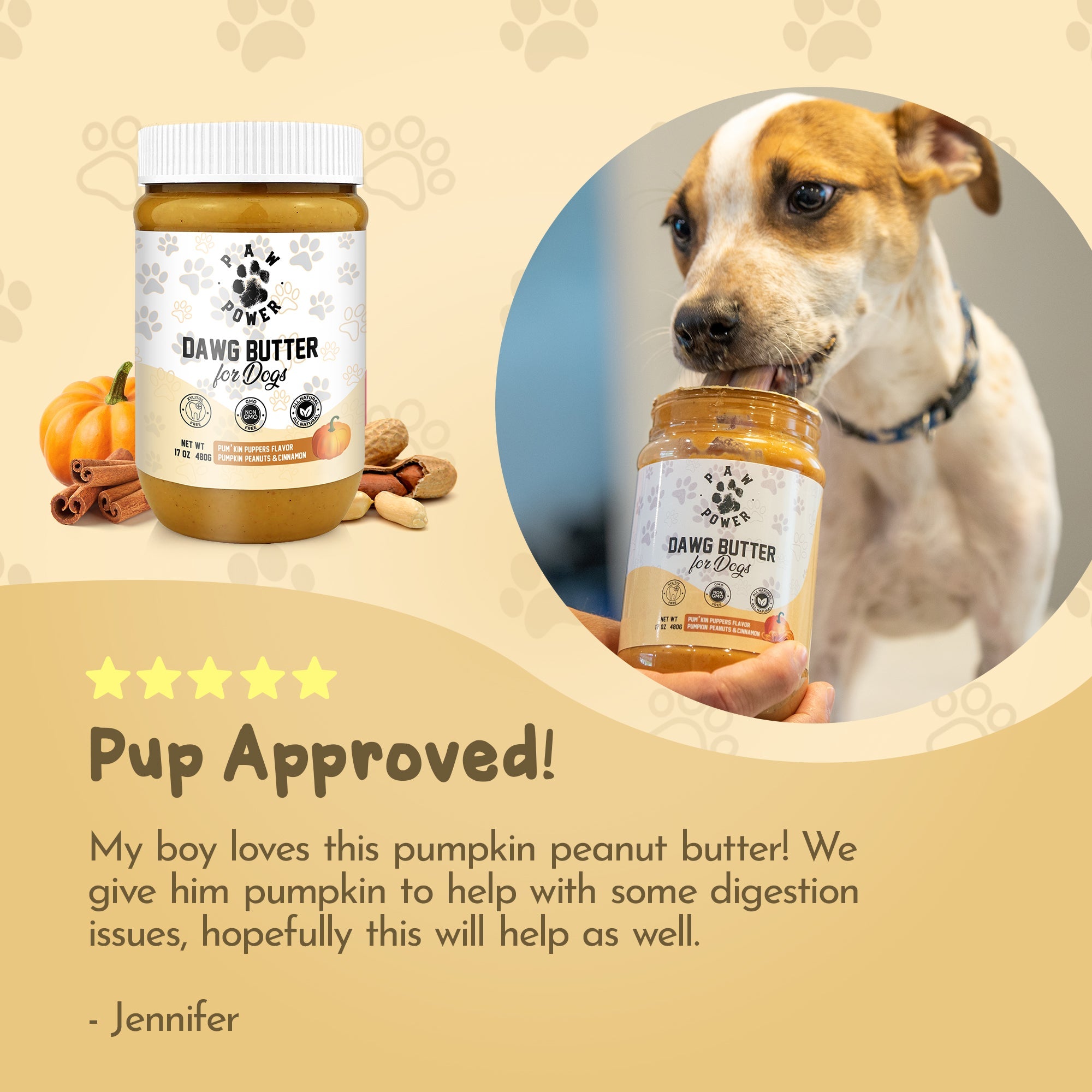 Dawg Butter Pum'kin Puppers – Pumpkin & Cinnamon Dog Peanut Butter | Paw Power Nutrition