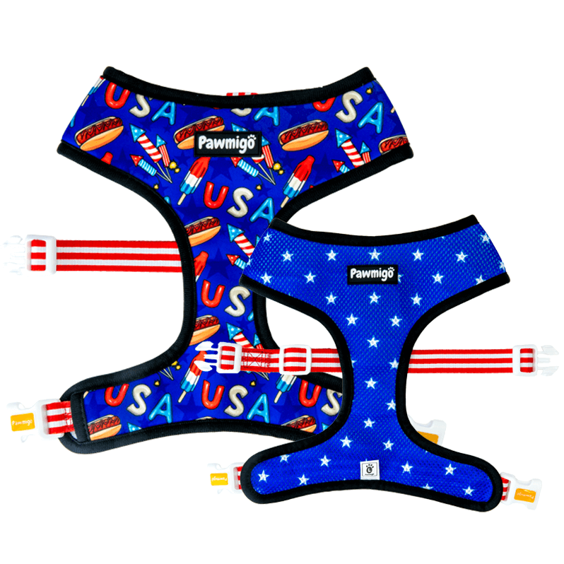 Red, White & Bark Reversible Harness – Reversible Harness | Doggo Dream Shop