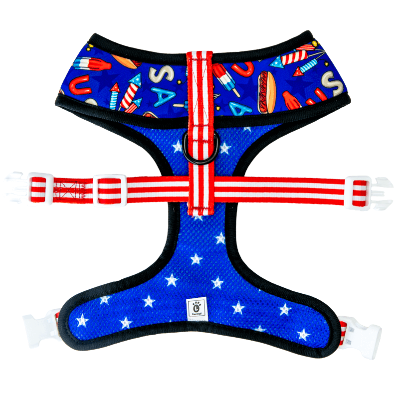 Red, White & Bark Reversible Harness – Reversible Harness | Doggo Dream Shop