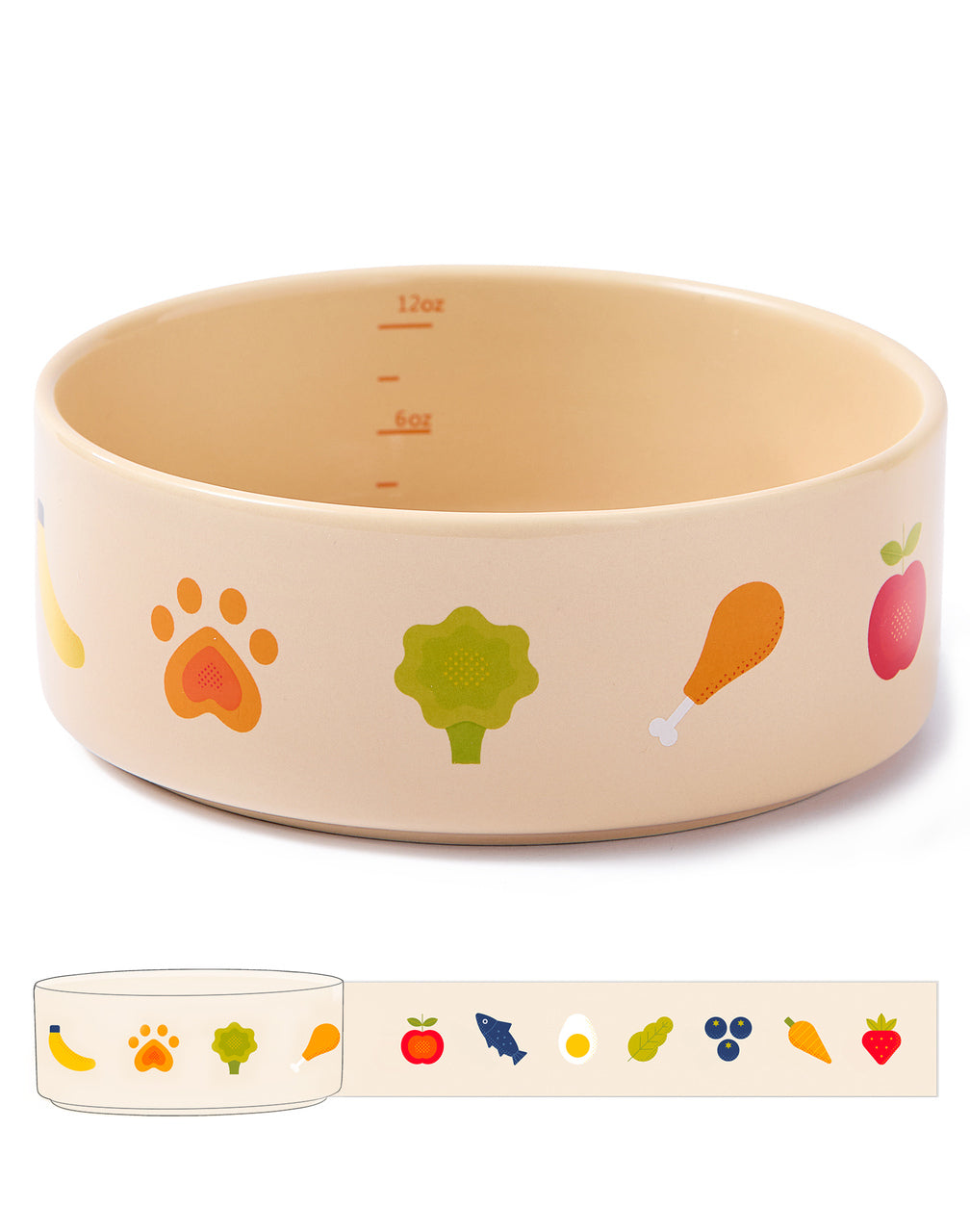 Nomnom Ceramic Dog Bowl – Food-Grade Stoneware, Non-Slip, Dishwasher Safe