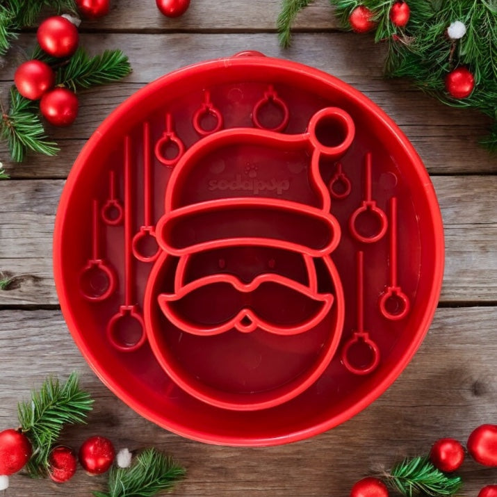 Santa Christmas eBowl Deep Slow Feeder Dog Bowl for Enrichment | USA Made