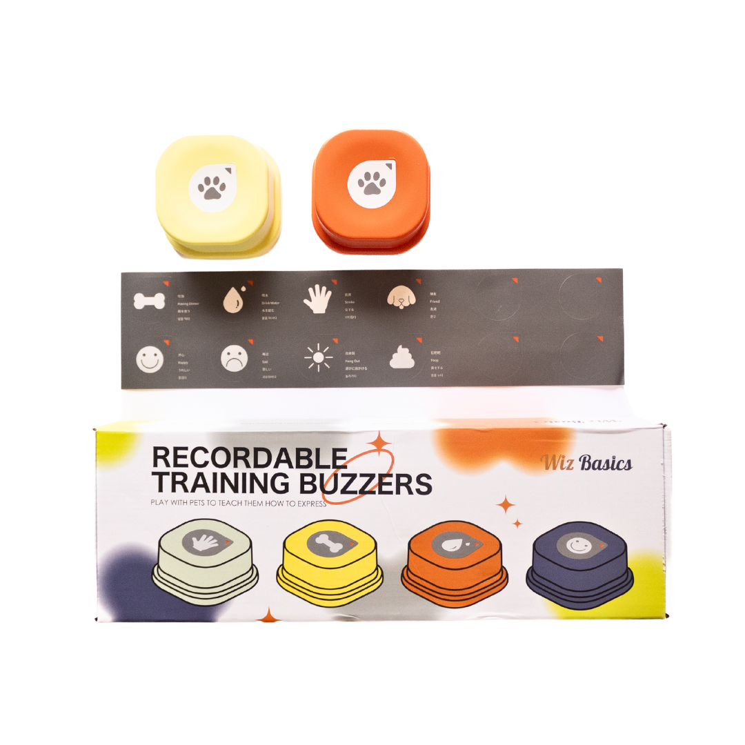 Wiz Basics Recordable Training Buttons for Dogs – Set of 4 with Mat