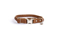Rolled Style Light Brown Leather Quick-Release Dog Collar | Euro-Dog