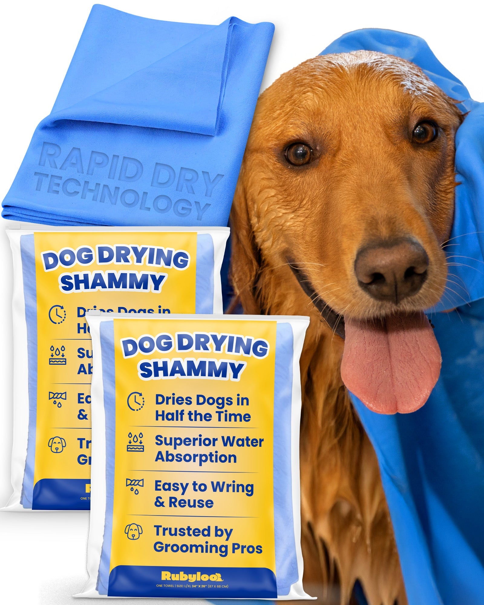 Dog Drying Shammy Towel – Dries 2x Faster Than Cotton | Rubyloo