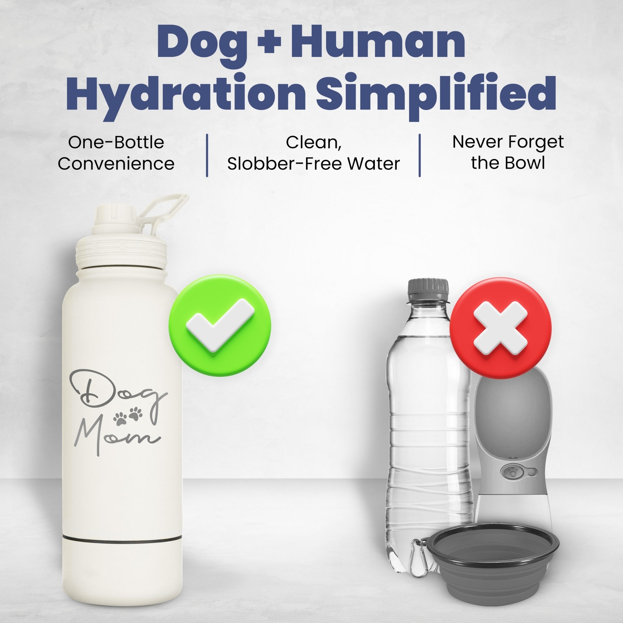 Dog & Human Water Bottle with Detachable Bowl | Rubyloo