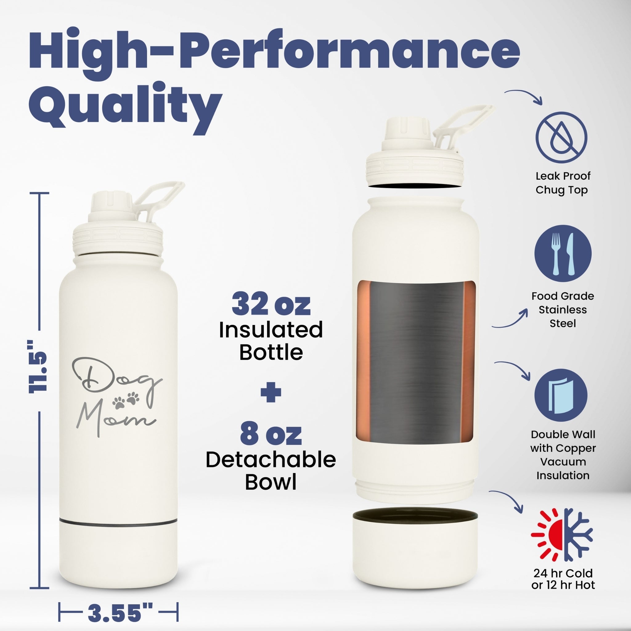 Dog & Human Water Bottle with Detachable Bowl | Rubyloo