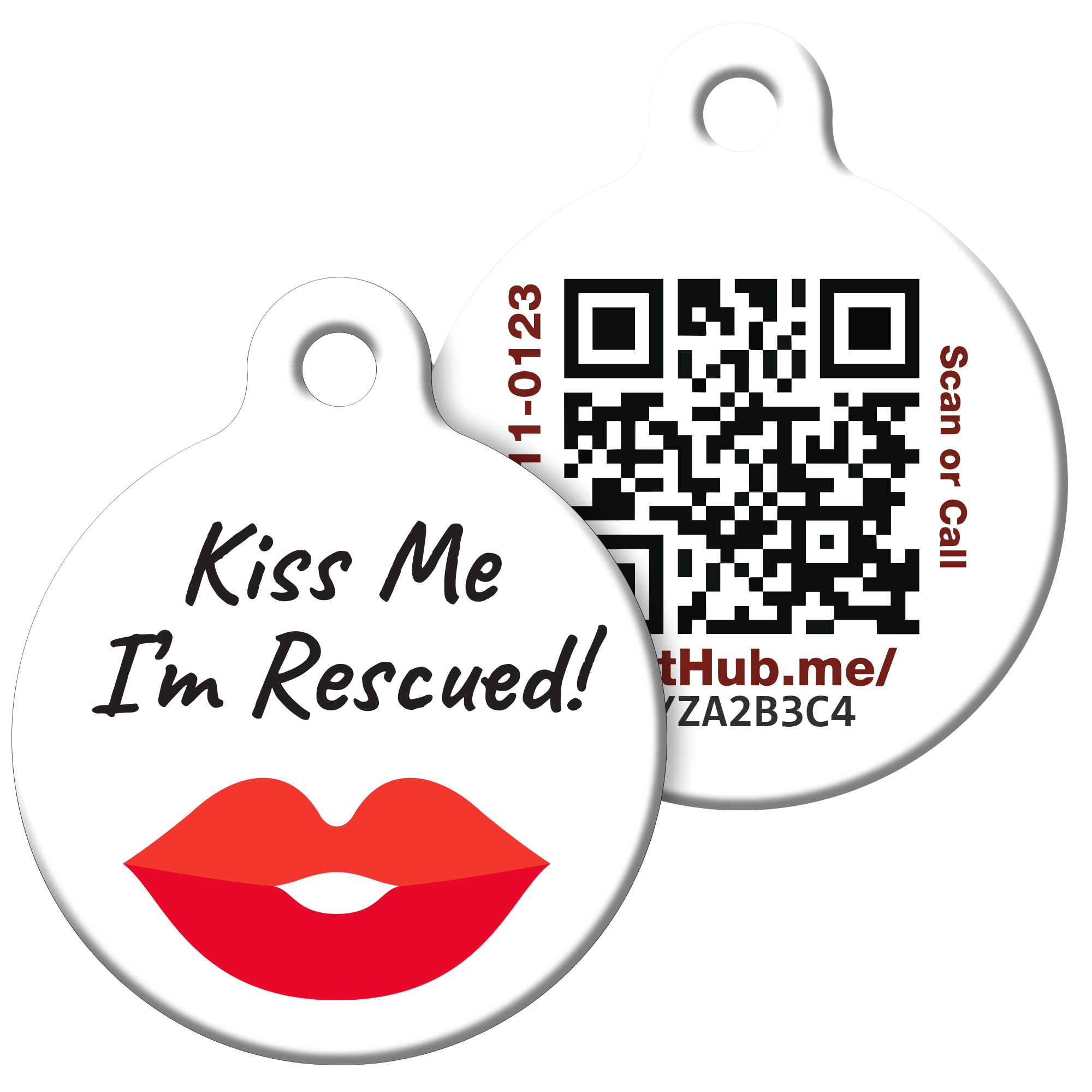 PetHub QR Pet ID Tag – Kiss Me I’m Rescued – Pet ID Tag | Doggo Dream Shop