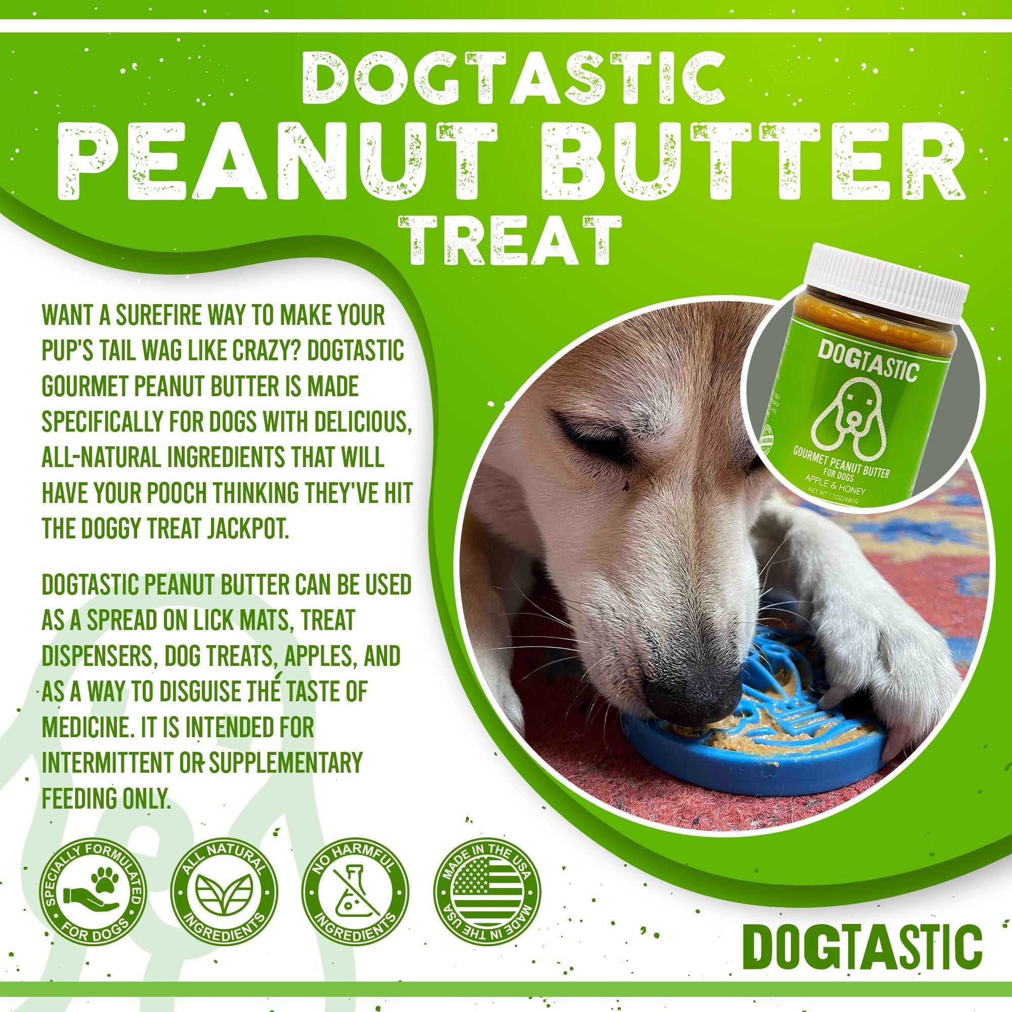 Dogtastic Peanut Butter for Dogs with Flax Seed - Xylitol-Free | USA Made