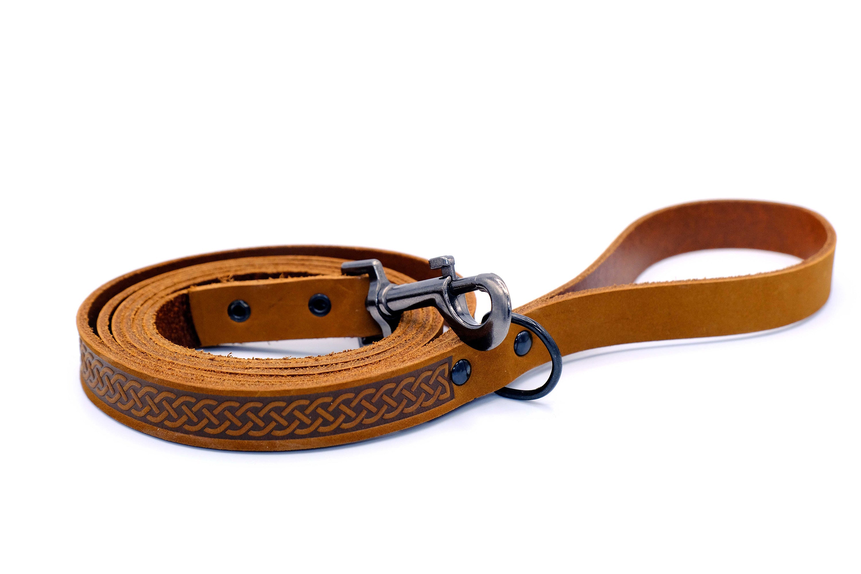 Celtic Sport Earth Brown Leather Dog Leash | Euro-Dog