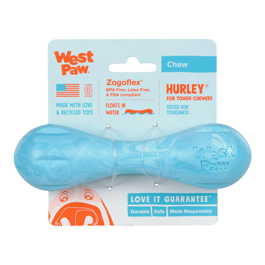 West Paw Hurley Dog Bone Chew Toy – Aqua Swirl