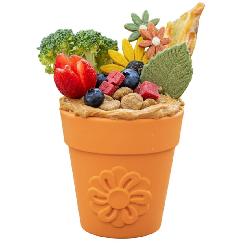 Large Flower Pot eCup Dog Treat Dispenser & Enrichment Toy | USA Made