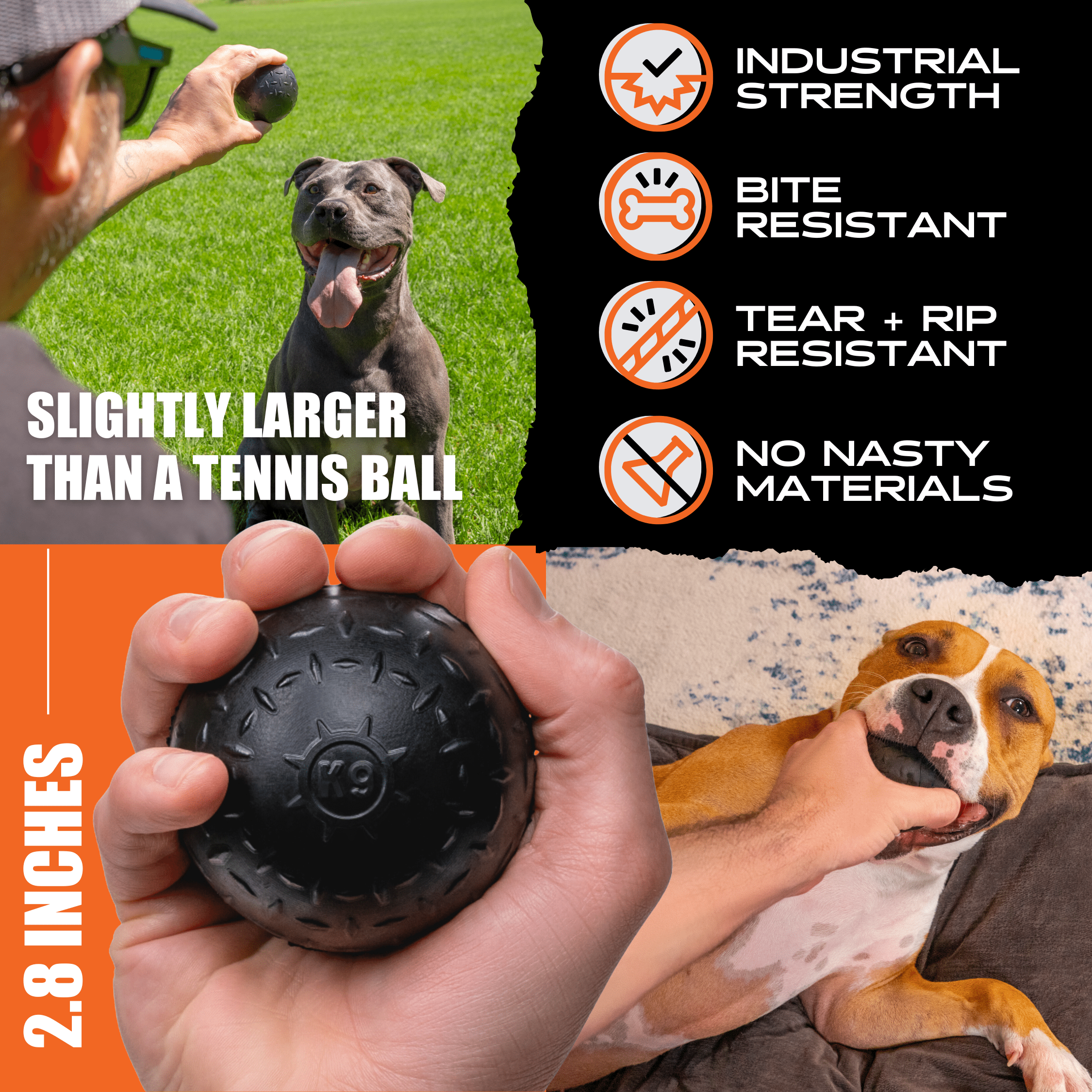 Beast Ball Rubber Dog Toy for Aggressive Chewers | Monster K9