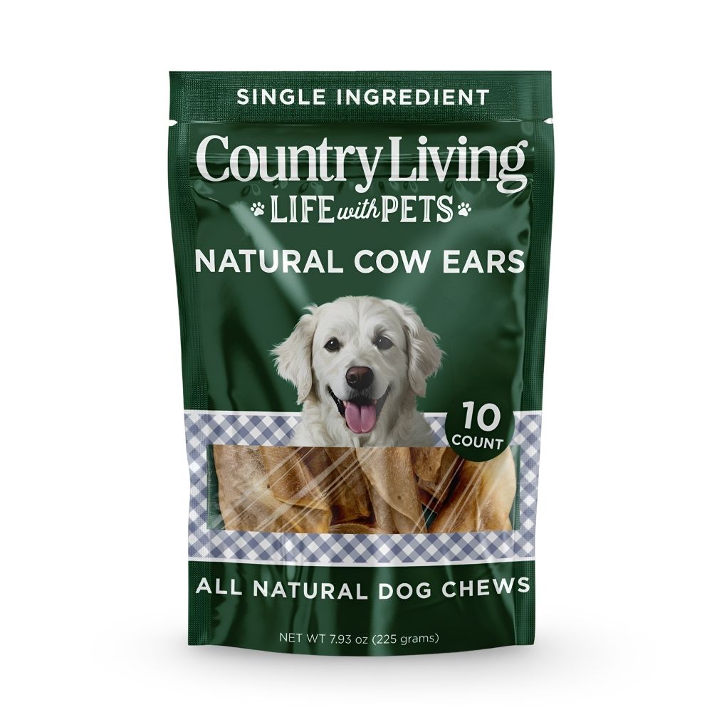 Country Living Natural Cow Ears Dog Chews – 10 Count Bag – All-Natural, Single-Ingredient, Rawhide-Free