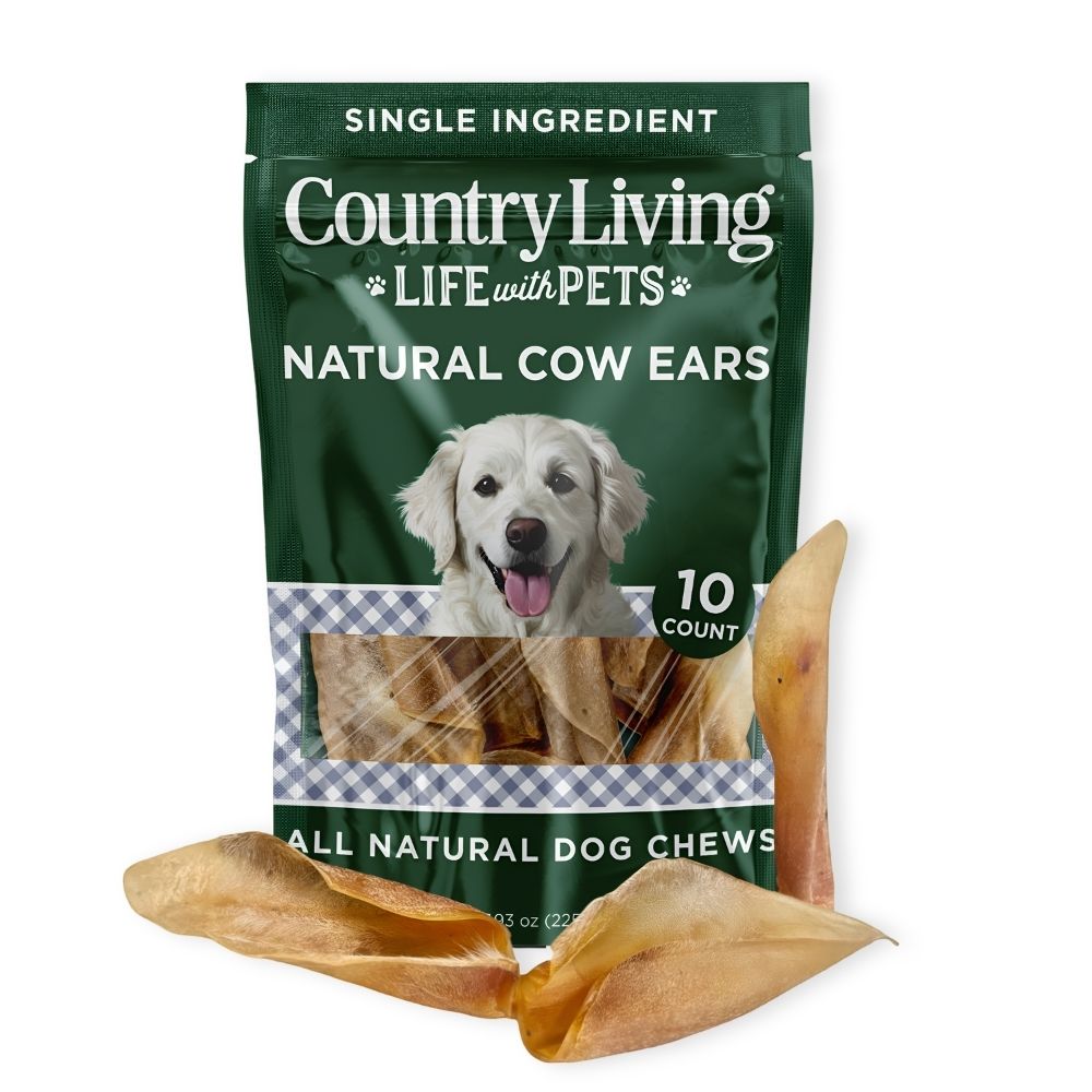 Country Living Natural Cow Ears Dog Chews – 10 Count Bag – All-Natural, Single-Ingredient, Rawhide-Free