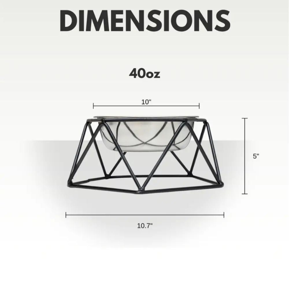 Country Living Elevated Dog Bowl Feeder – Geometric Design with Removable Stainless Steel Bowl