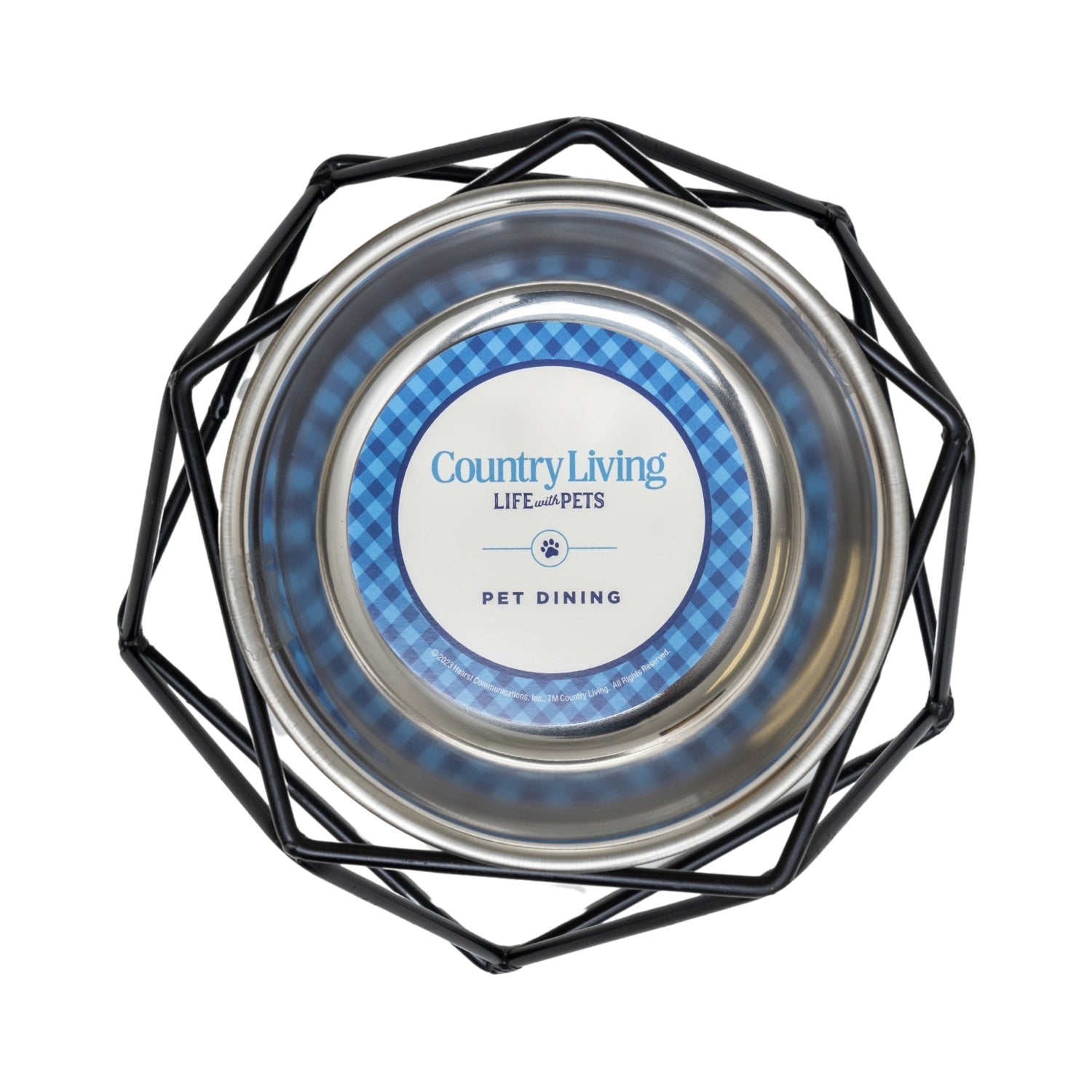 Country Living Elevated Dog Bowl Feeder – Geometric Design with Removable Stainless Steel Bowl