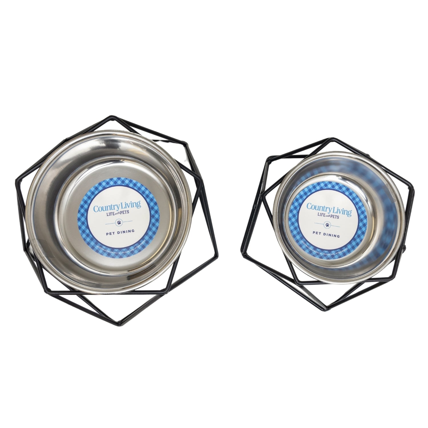 Country Living Elevated Dog Bowl Feeder – Geometric Design with Removable Stainless Steel Bowl