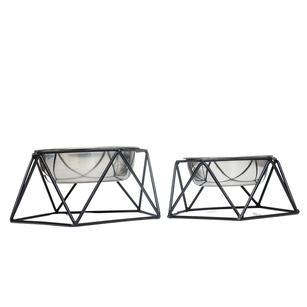 Country Living Elevated Dog Bowl Feeder – Geometric Design with Removable Stainless Steel Bowl