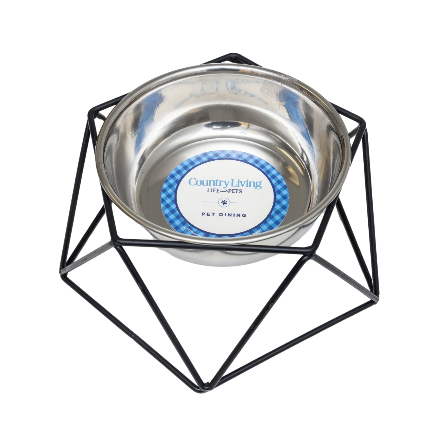 Country Living Elevated Dog Bowl Feeder – Geometric Design with Removable Stainless Steel Bowl