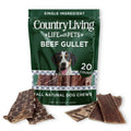 Country Living Beef Gullet Flats Dog Chews – 20 Count Bag – All-Natural Beef Esophagus, Single-Ingredient, Grain-Free