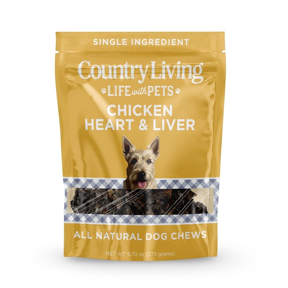 Country Living Dehydrated Chicken Hearts & Livers Dog Treats – 9oz Bag – All-Natural, Single-Ingredient, Grain-Free