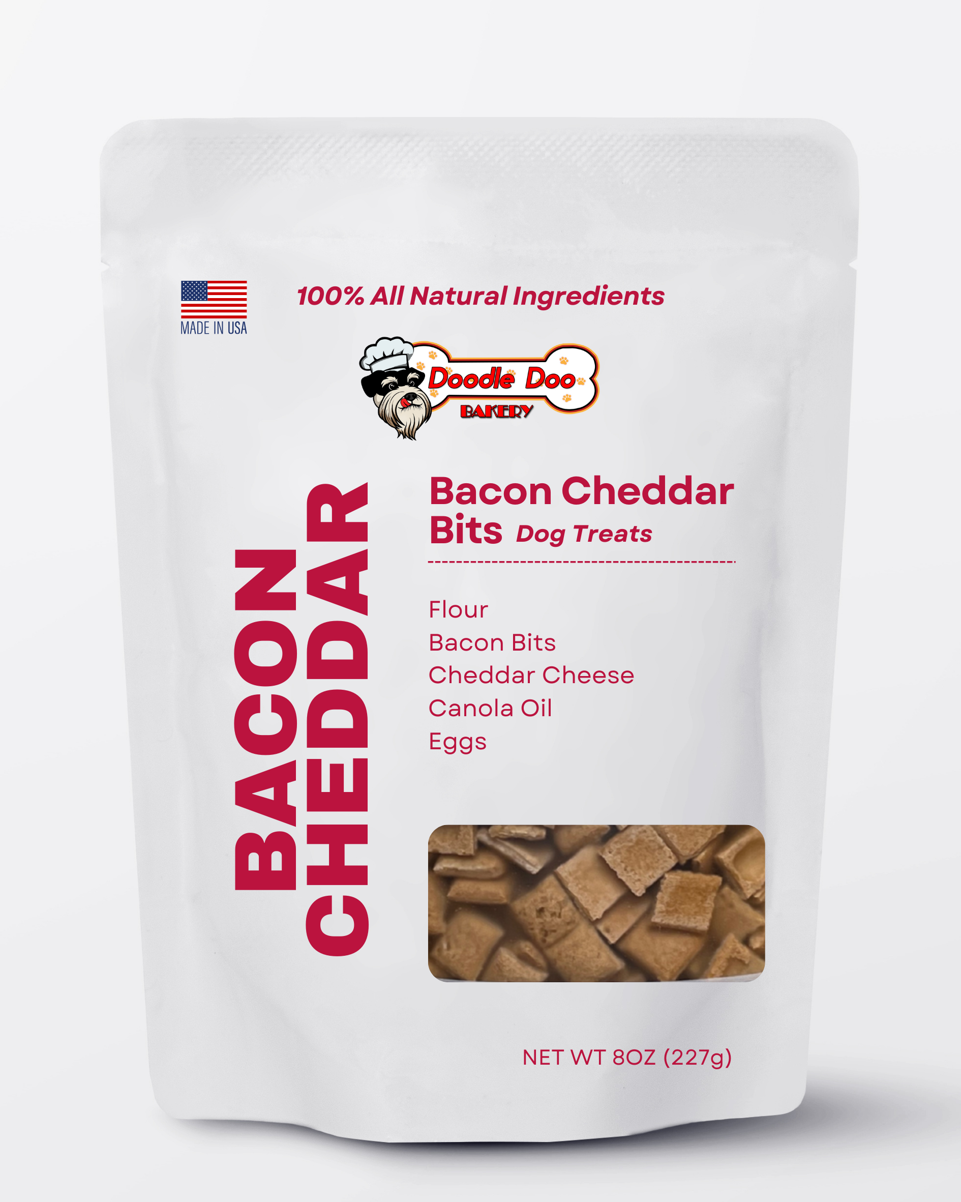 Bacon Cheddar Bits Dog Treats 1/2lb | Homemade Dog Treats | Doodle Doo Bakery