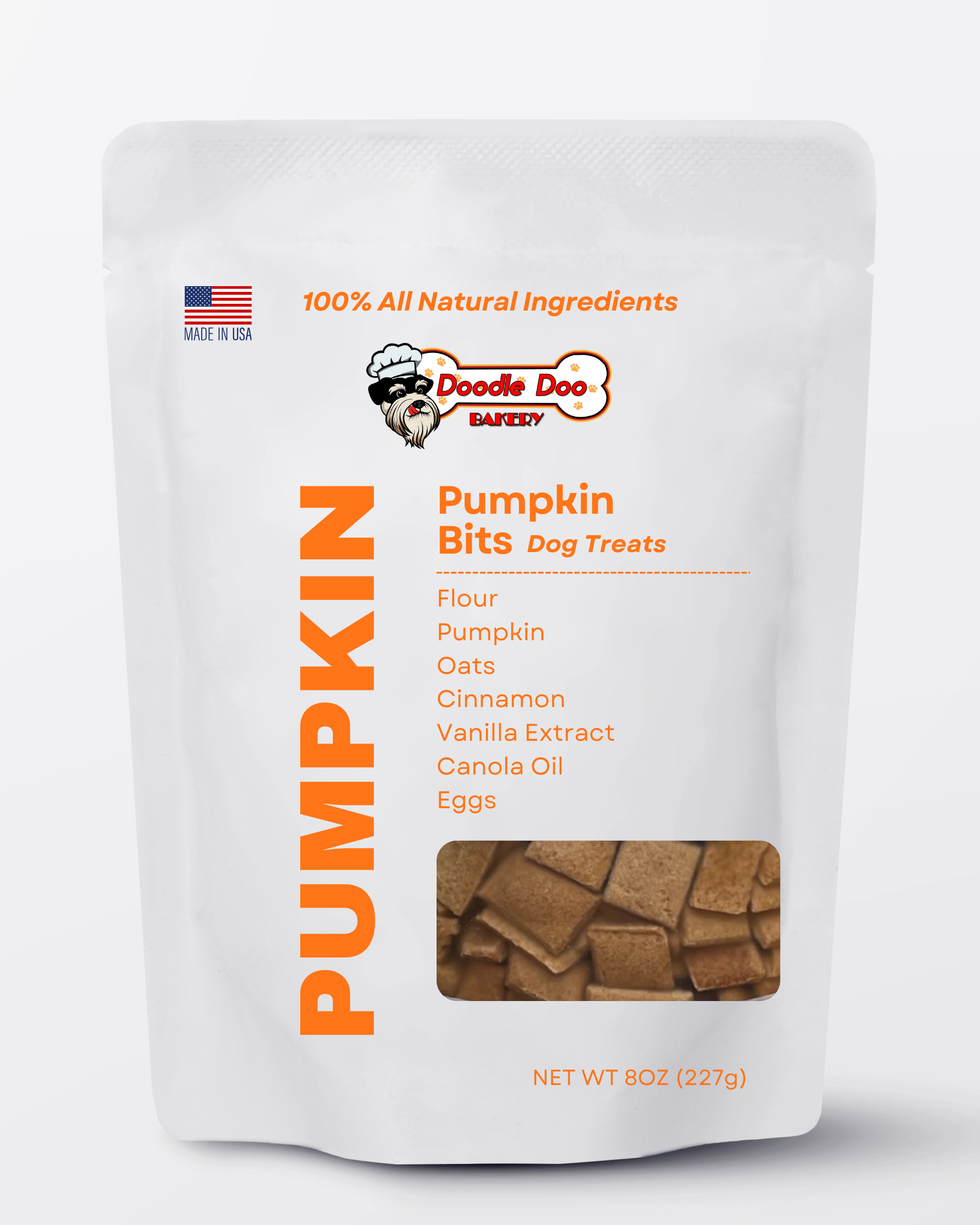 Pumpkin Bits Dog Biscuits 1/2lb | Homemade Dog Treats | Doodle Doo Bakery