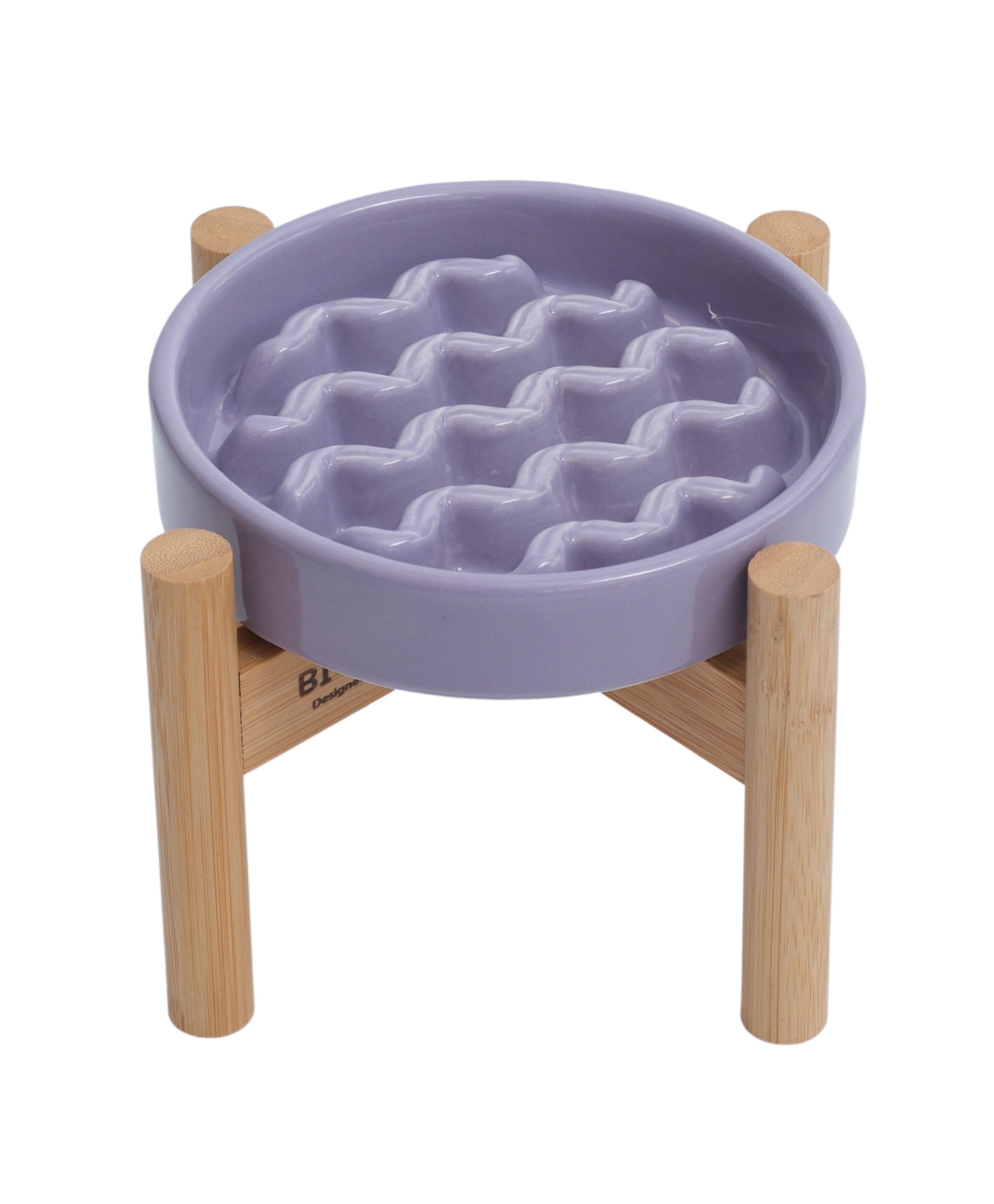 Macaroni Slow Feeder Dog Bowl – Ceramic, Non-Slip, Optional Wood Stand