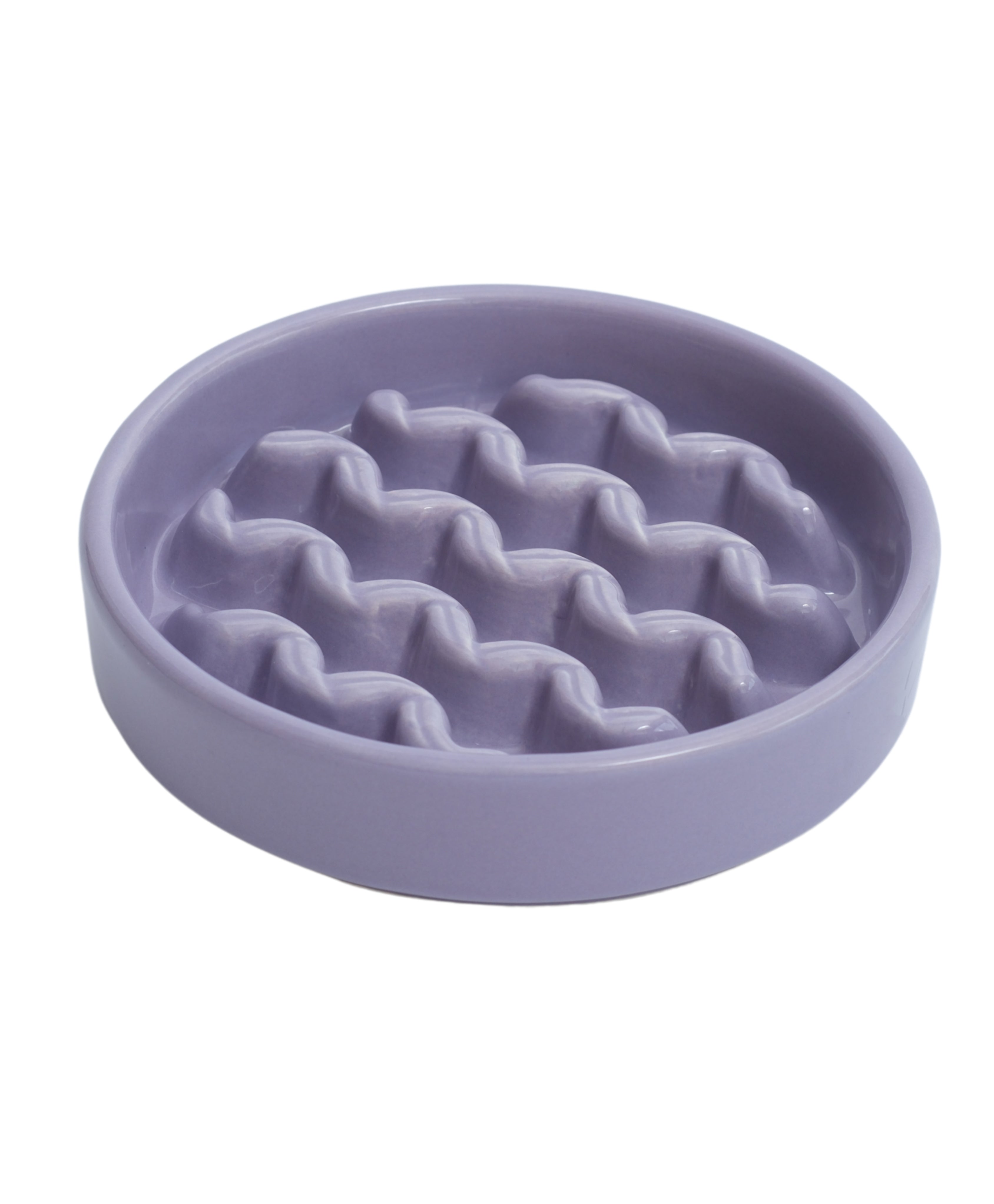 Macaroni Slow Feeder Dog Bowl – Ceramic, Non-Slip, Optional Wood Stand