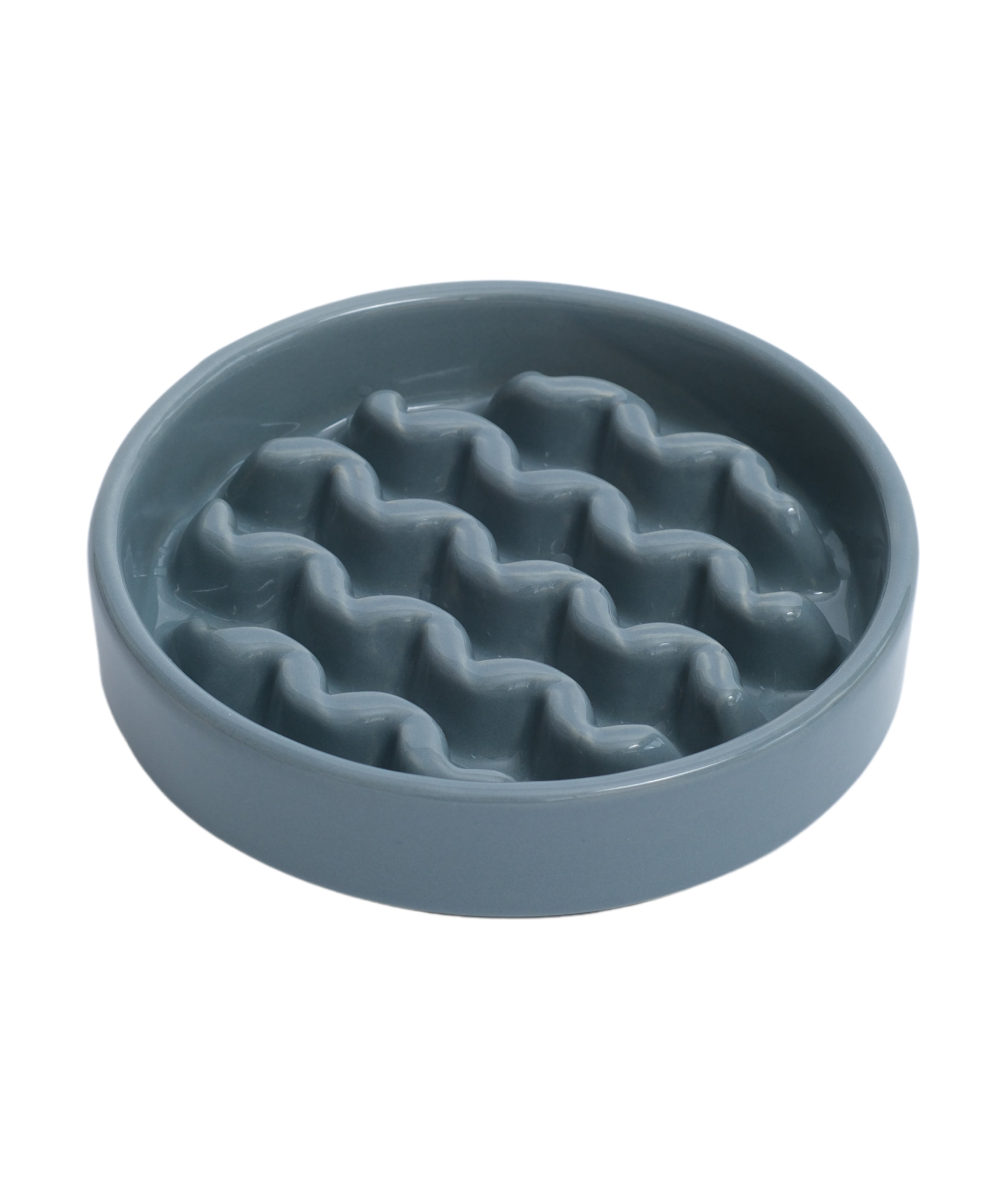 Macaroni Slow Feeder Dog Bowl – Ceramic, Non-Slip, Optional Wood Stand