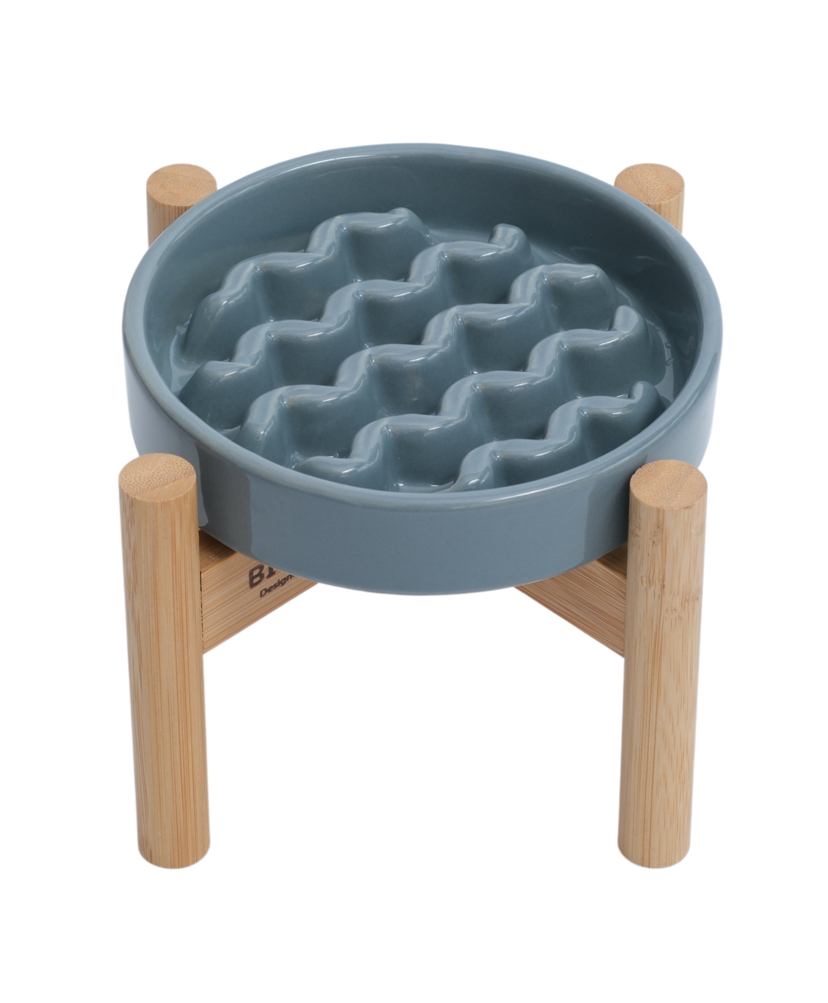 Macaroni Slow Feeder Dog Bowl – Ceramic, Non-Slip, Optional Wood Stand