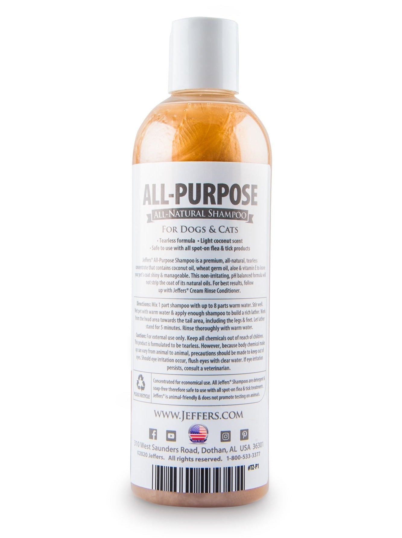 Tearless Coconut Oil All-Purpose Shampoo for Dogs & Cats