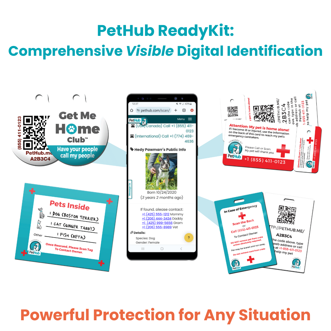 PetHub QR Pet ID Comprehensive ReadyKit – Complete Emergency Kit – Digital Pet ID Tag | Doggo Dream Shop