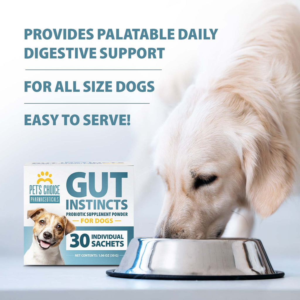 Pet's Choice Gut Instincts Probiotic Powder Packets for Dogs – 4-Strain Daily Digestive & Immune Support, 30 ct