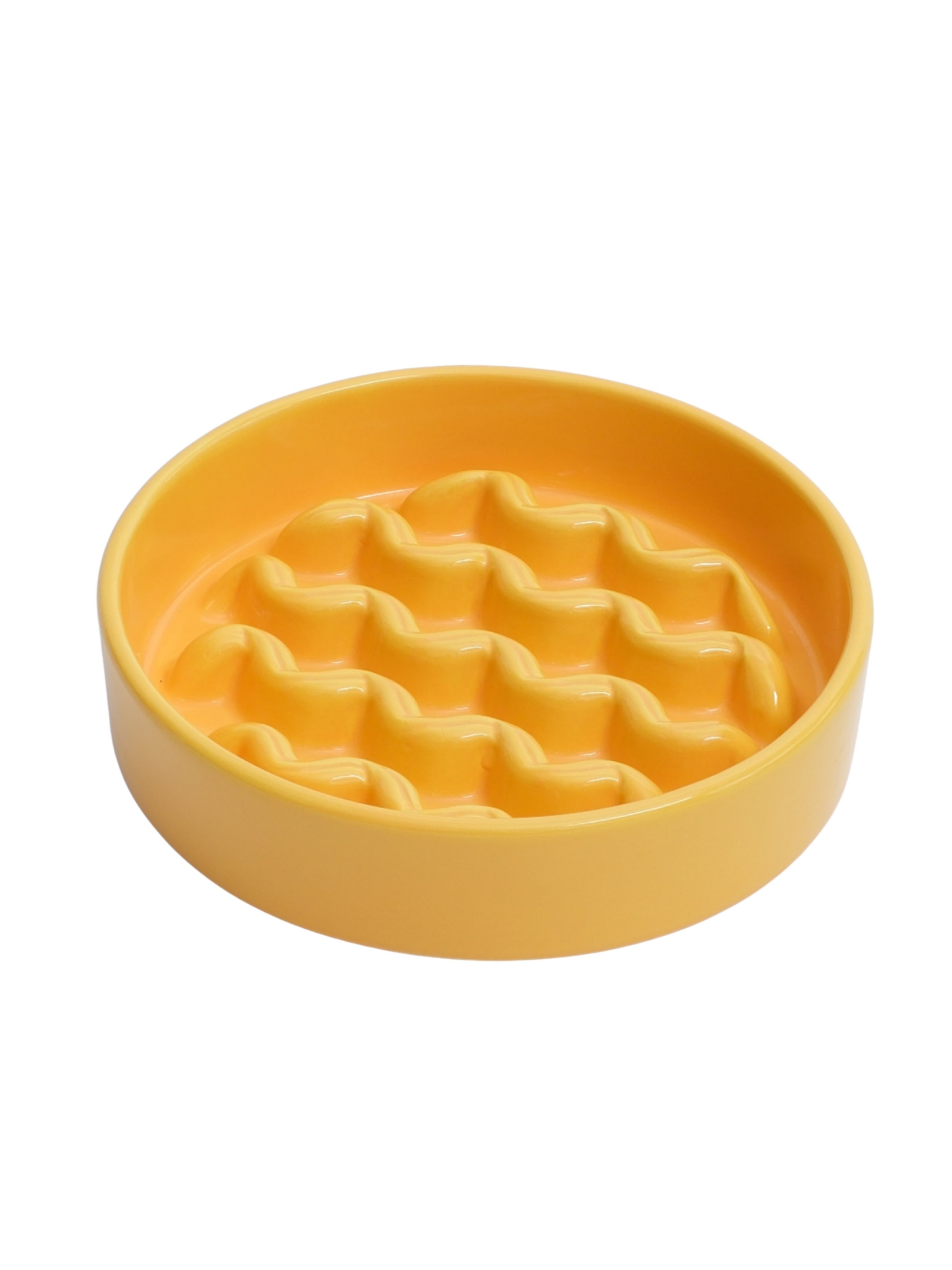 Macaroni Slow Feeder Dog Bowl – Ceramic, Non-Slip, Optional Wood Stand