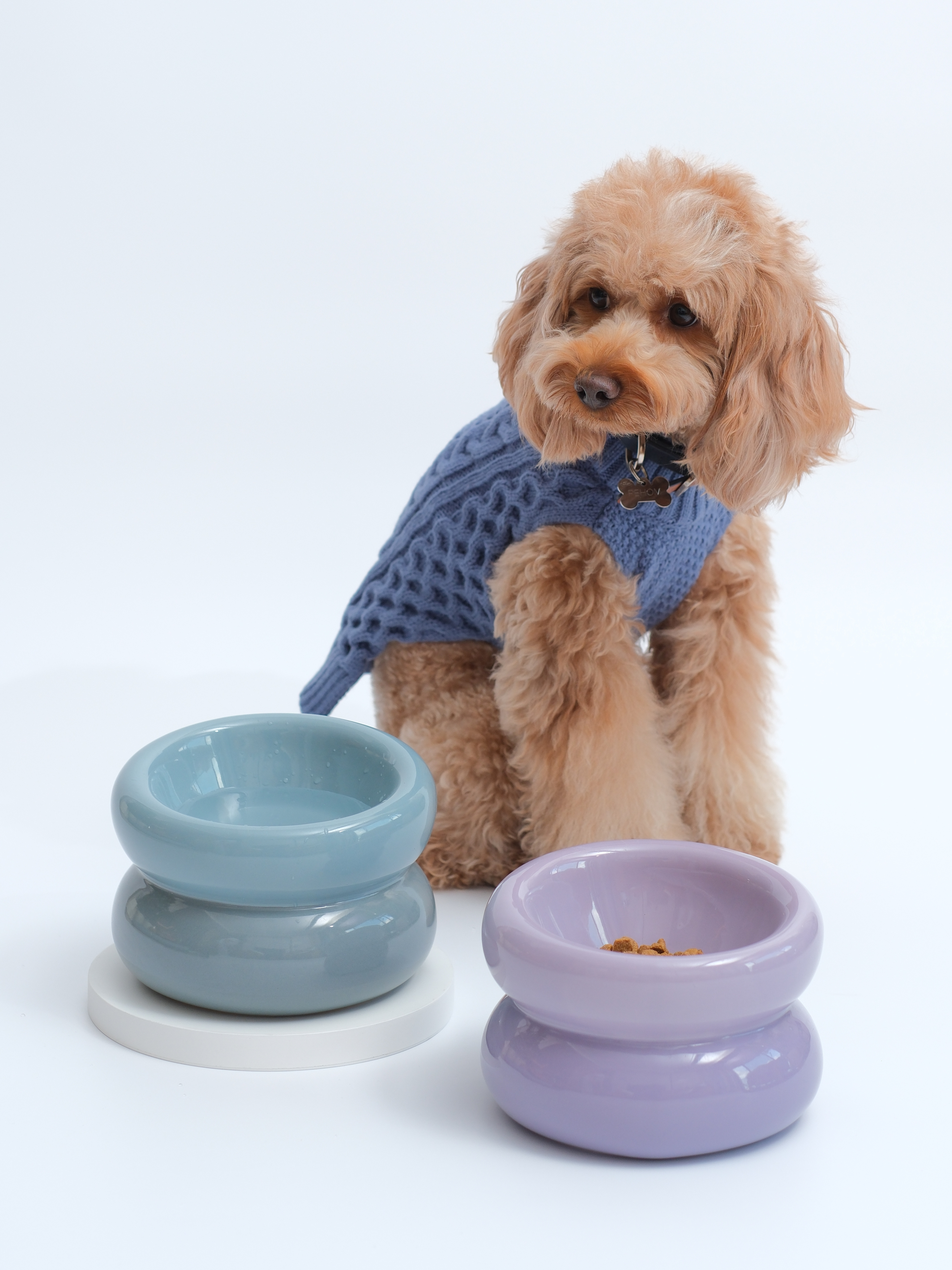 Soufflé Ceramic Dog Bowl – Frozen Blue