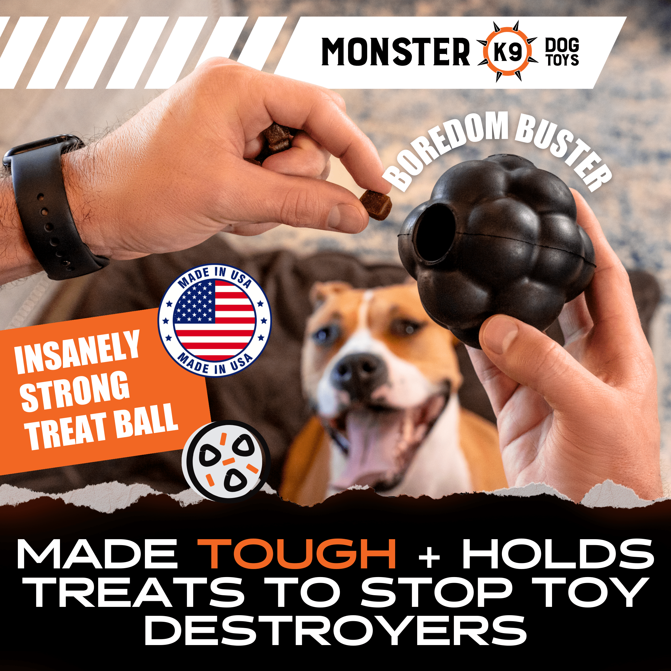 Rumble Ball Rubber Dog Toy for Aggressive Chewers | Monster K9