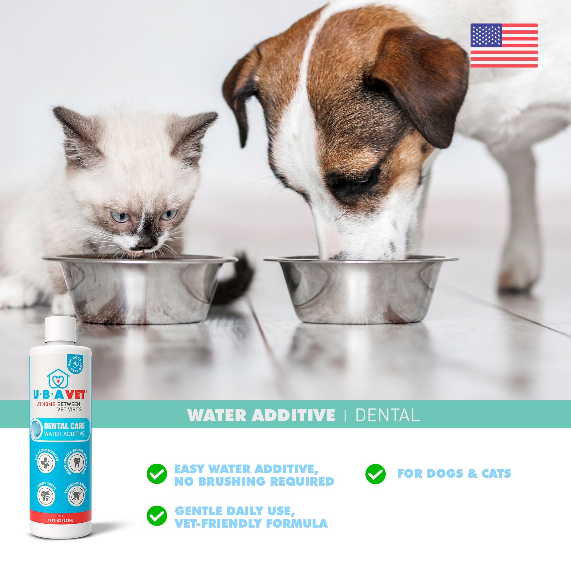UBAVET Dental Care Water Additive for Dogs & Cats (16 fl oz)